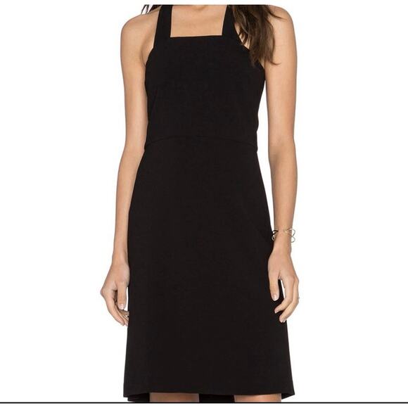 Theory Celia Admiral Crisscross Front Black Crepe Luxury Mini Dress Size 6 - Picture 1 of 9